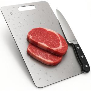 Titanium Cutting Board for Kitchen - Non Toxic Cutting Board - Easy to Clean and Dishwasher Safe - Non Plastic Metal Surface for Safe Meat Prep - Perfect for Health-Conscious Cooks
