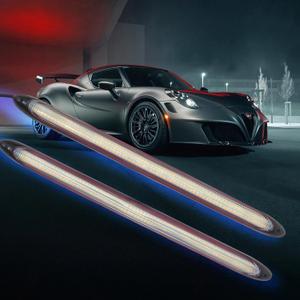 Car LED Daytime Running Lights Strip -12V Amber White Streamer Sequential Flowing DRL Lights - Auto Turn Signal Lights -Universal fit for Car, SUV, Truck (2Pack 27.5cm Black)