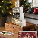 2 x 4Pcs Wooden Christmas Nativity Tiered Tray Decor Christmas Table Decoration Jesus Decor Coffee Table Centerpieces for Home Kitchen Office Decorations