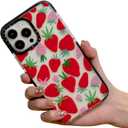 for iPhone 16 Pro Case for Women, Cute Pink Strawberry Fruit Print Girly Design Kawaii Aesthetic Cartoon Pattern for Girls Teens Soft TPU Case Cover for iPhone, (6.3")