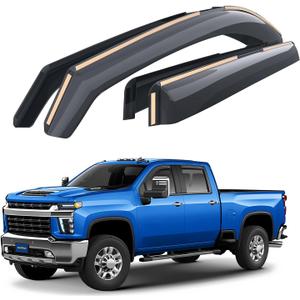 Goodyear Shatterproof in-Channel Window Deflectors for Chevy Silverado/Sierra 2500HD/3500HD 2020-2025 Crew Cab, Rain Guards, Window Visors for Cars, Vent Deflector, Car Accessories, 4 pcs - GY007746