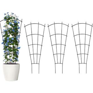 Thealyn 4 Pack 43" Metal Plant Trellis for Pots & Garden Beds, Rustproof Support for Indoor Outdoor Climbing Plants, Vines, Flowers, Fan Shaped, Black