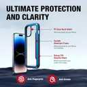 RAPTIC Shield for iPhone 14 Pro Case, Shockproof Protective Clear Case, Military Grade 10ft Drop Tested, Durable Aluminum Frame, Anti-Yellowing Technology, 6.1 inch, Marine Blue