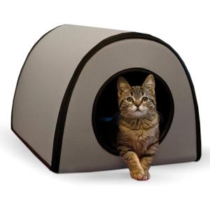 K&H Pet Products Thermo Mod Kitty Shelter Heated Outdoor Cat House for Outside Pets in Winter, Insulated, Waterproof, Heated Floor, Washable Cover, Safety Listed - Small 21 X 14 X 13in Gray 20W