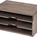 DDYURI 3-Tier Paper Storage Letter Tray File Sorter - Wood Desktop Document Organizer Holders with Mail Sorter, School & Home Magazine File Dividers for Office Accessories Dark(10"D x 13.78"W x 6.9"H)