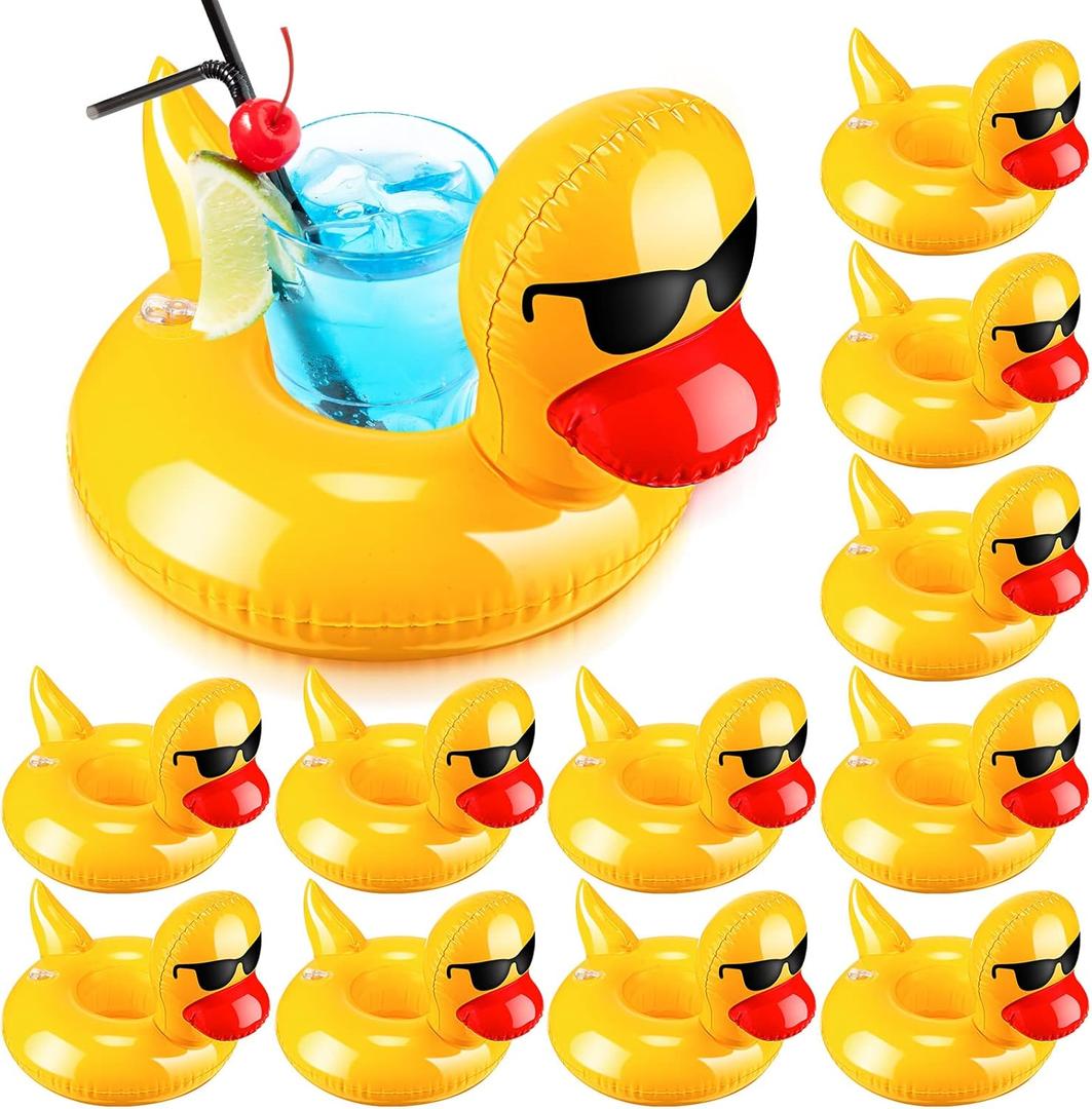 Sratte Inflatable Drink Floats Reusable Cute Drink Holder Inflatable Float Cup Coasters Set for Pool Party Hot Tubs Lakes Oceans for Women Men Adults Summer Pool(Duck)