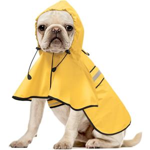Reflective Dog Raincoat - Adjustable Waterproof Raincoat for Dogs, Lightweight Dog Hooded Slicker Rain Coat Poncho for Small to X- Large Dogs(Yellow, Medium)