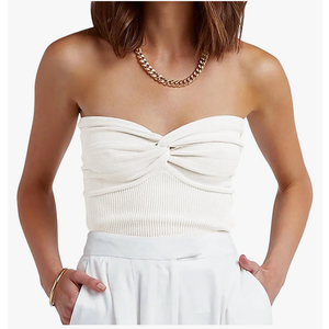 ANRABESS Tube Top for Women Summer Strapless Bandeau Knit Twist Knot Corset Crop Basic Tank Top 2025 Vacation Outfits Clothes M