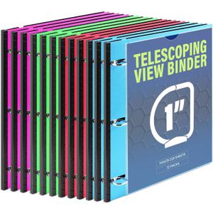 12‑Pack Telescoping 3 Ring Binder 1 Inch, Flexible Expandable Binder