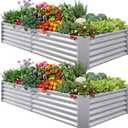 AHEONLAR 2 Pack 841.5ft Galvanized Raised Garden Beds Outdoor, Rectangle Sturdy and Durable Planter Boxes for Vegetables, Fruits, Flowers and Plants, Easy Assembly, Silver