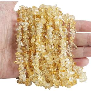 5-8mm Citrine Tumbled Stone Chip Beads for Jewelry Making, Irregular Shaped Healing Crystal Loose Beads Strand, 64 Inches