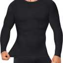 TAILONG Long Sleeve Compression Shirts for Men - Athletic Base Layer Workout Shirt Crew Neck Undershirt (Black, M)