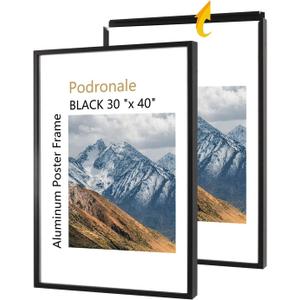Podronale 30x40 Poster Frames, 2Pcs, Plexiglass,Black Aluminum Snap Frame