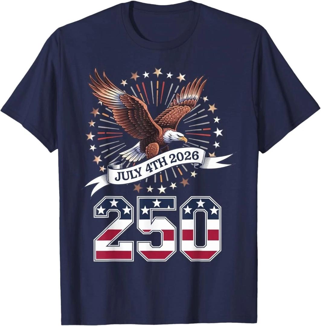 250th Anniversary Patriotic July 4th T-Shirt – USA 1776-2026 T-Shirt, Size 2X, Blue