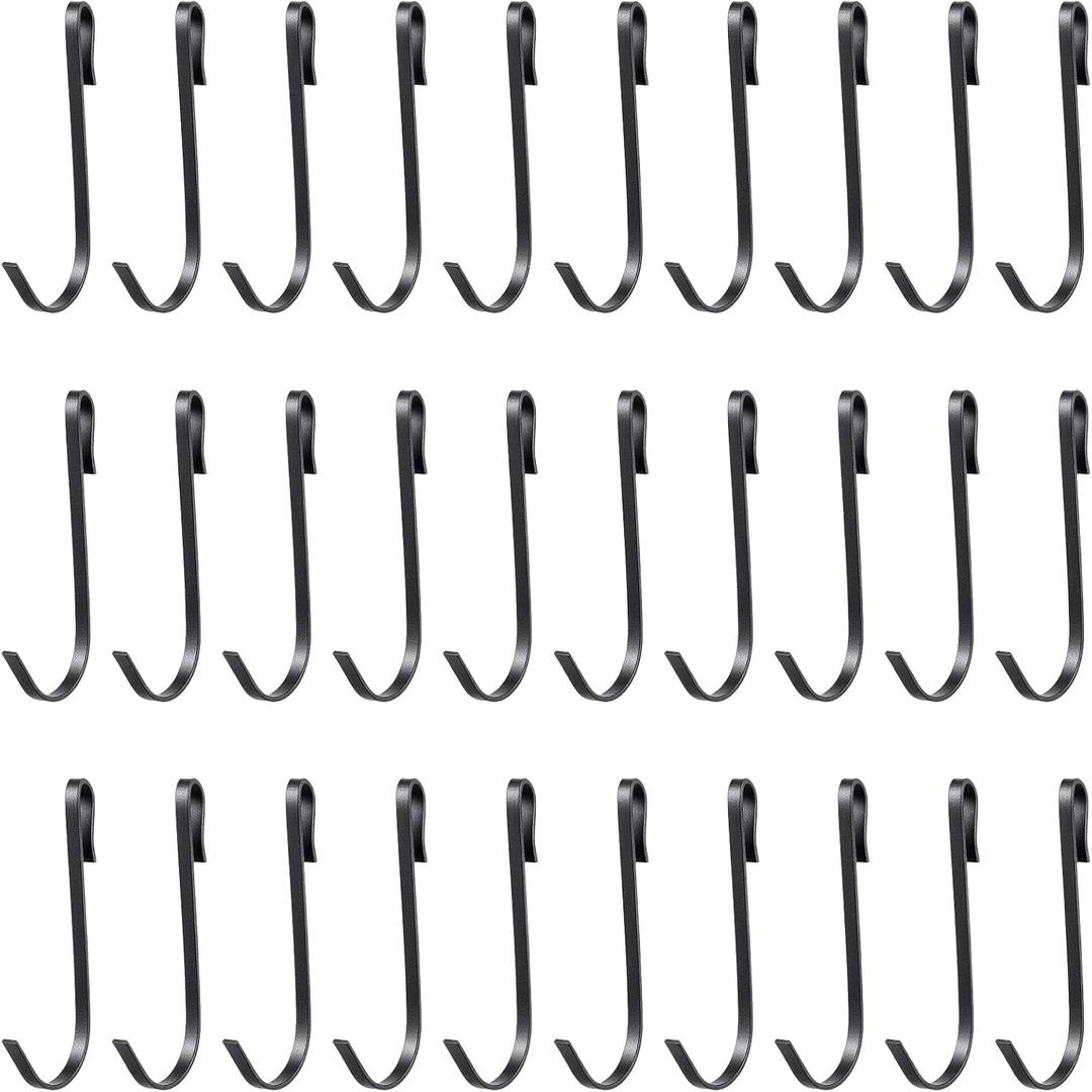 Teaaha 30 PCS J Hooks for Hanging, 2.4 Inch Clip-On Stainless Steel Wire Shelf Hooks, J Shaped Rack Hanger Sink Grid Hook for Hanging Closet, Kitchen Utensil, Pot, Pan, Bags