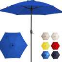 7.5FT Large Outdoor Patio Umbrella with Crank & Tilt - Durable Market Umbrella for Outdoor Patio with 6 Fiberglass Ribs for Poolside,Deck,Yard,Garden