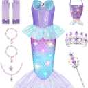 Meland Mermaid Costume for Girls - Light Up Halloween Costume for Kids Toddler 3-10, Princess Dress Up for Girl Birthday Gift (5-6 Years)