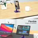 Cell Phone & Tablet Stand for Desk, Aluminum Adjustable Holder for iPhone, iPad & Smartphones || Foldable Mount with 360 Swivel, Stable Base & Portable Design for 49.7in Devices, Purple