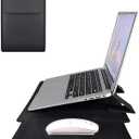 Laptop Sleeve with Stand and Mouse Pad 14.1-15.4 Inch Leather Laptop Case Notebook Computer Protective Cover Slim Bag for MacBook Air/Pro Dell Lenovo ThinkPad HP Samsung Asus Acer (Black)
