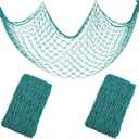 Decorative Fishing Net 5x10 ft,YuanDe 2 Pack Large Aqua Picture Fish Net, Wall Photo Hanging Fishnet for Nautical Mermaid Pirate Ocean Themed Hawaii Beach Under The Sea Party Decorations