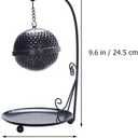 KALLORY Backflow Incense Holder Ceramic Burner with Iron Frame Hanging Ball, Waterfall Incense Burner for Home Decor and Aromatherapy, Indoor Buddhist Altar Accessory