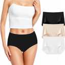 Women's Camel Proof Concealer Panties High Waisted Invisible Cover Thong Underwear No Show Seamless Workout Gym Panty (Large, White+beige+black)