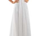 Wedding Dresses for Bride 2023 Sleeveless Lace Petite/Plus Size Bridal Gowns for Civil Wedding for Beach Wedding (White, M)