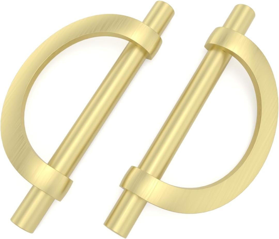 homdiy 12 Pack Brushed Gold Cabinet Pulls 3.75" Drawer Half Moon Handles for Dresser Kitchen Hardware, 3-3/4 inch(96mm) Hole Centers