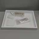 White Serving Tray with Handles and Coasters - Decorative Coffee Table Tray with Interchangeable Gold and Silver Handles, 16.57 x 12.2 x 3.1 inches