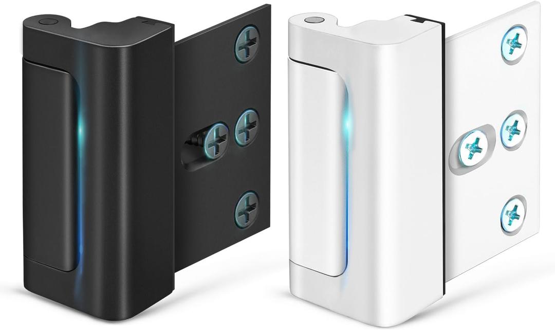 Home Security Door Lock Door Reinforcement Lock: Metal Door Locks for Front Door Locks for Kids Safety Child Proof Door Latch for Top Inside Deadbolt Lock (Black&White)