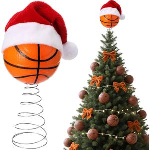 Soulchen 2.4 Inch Basketball Christmas Tree Topper Ornament - Tree Top Decor, Home Xmas Party & Tabletop Display - Gift for Men, Senior Fans, Players & Teams