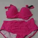 Tempt Me Women Plus Size Underwire Bikini - Two Piece High Waisted Swimsuits Bathing Suit 2025 Swimwear (Hot Pink) 14Plus