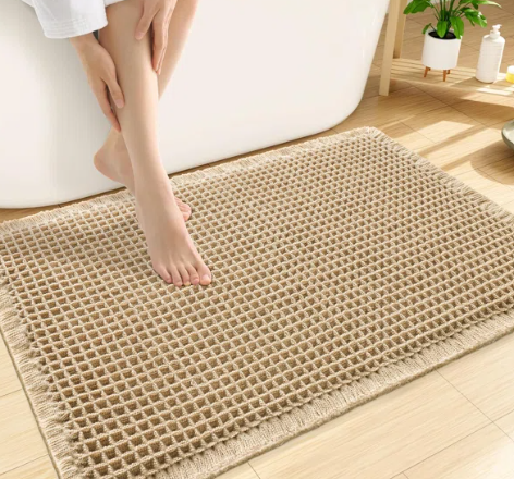 Smiry Waffle Bath Mat 30X20, Extra Soft Absorbent Bathroom Rugs, Brown | Non Slip Machine Washable Quick Dry Bath Rugs for Bathroom Floor, Tub, ShowerBrown