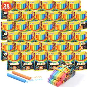 Toidgy 432 Count Mini Chalk Set for Kids (36 Boxes), Nontoxic Sidewalk Chalk Bulk for Kids, Sidewalk Chalks Party Favors for Boys and Girls, Art Classroom Prizes Supplies, Goodie Bag Fillers