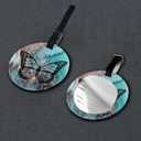 Luggage Tag Black Butterfly Teal Rose Gold Marble, Pu Leather Bag Travel Suitcases Id Identifier Baggage Label for Women Men Boys Girls