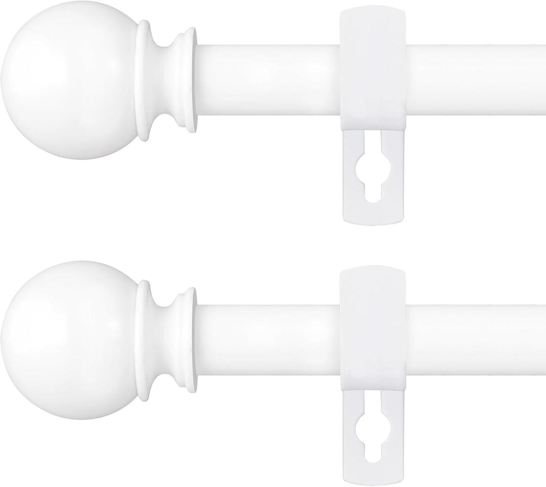 White Curtain Rods for Windows 28 to 48 Inch, 5/8" Diameter Heavy Duty Metal Adjustable Small Curtain Rod With Bracket(2.3-4 Feet)