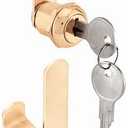 Prime-Line U 9942 Drawer and Cabinet Lock  Secure Important Files and Drawers, 5/8 in., Diecast Housing with Brass Finish, Fits on 5/16 in. Max Panel Thickness (1 Kit)