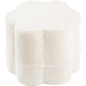 Tiita Floral Pouf Ottoman, Foot Stools Ottoman with Foam Chunk Filling, Puff Foot Rest for Couch, Living Room, Kids Room, Cream (Beige)