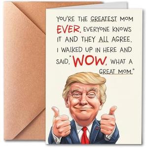 PTRUKD Funny Birthday Cards for Mom from Son or Daughter, Mother's Day Card, Greatest Mom Ever (Funny Trump Theme Card), Humor Mothers day gifts, 2 Pack