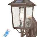 Solar Outdoor Wall Lights 15.5 Inch Height Dusk to Dawn Solar Sconce Lights Outdoor with Remote Control ORB Solar Porch Lights for House Paito Yard and Garage