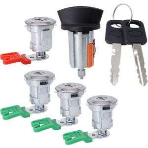 HiSport Ignition Switch Door Lock Cylinder with Key - Compatible with Econoline E150, E250, E350 Vans 1997-2020 Replace LC6177, 703369, 597638