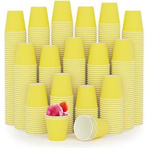 Turbo Bee 600Pack 3oz Small Paper Cups,Disposable Yellow Bathroom Cups for Party, Picnic,Travel and Event