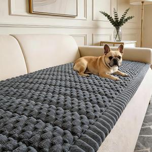 Couch Cover for Dogs Washable,Non Slip Fuzzy Durable Couch Covers for 3 Cushion Sofa Pet Friendly Sofa Cover Dog Thick Soft Slipcovers Protector Couches Mat Bed (Grey, 27.6" x 82.7"/70x210cm)