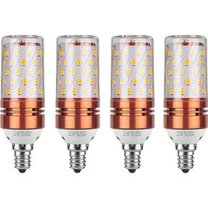 CTKcom 12W E14 LED Bulb Candelabra LED Light Bulb(4 Pack)- E14 Base T10 LED Corn Bulb,100 Watt Light Bulb Equivalent,Warm White 3000K LED Chandelier Bulb,AC85-265V 1200LM LED Lights Bright White(Gold)