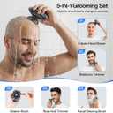 Electric Razor for Men, Head & Body Hair Shaver for Men, Cordless Rechargeable Wet/Dry Bald Head & Groin Waterproof Razor with Rotary Blades,Clippers, Beard Trimmer,Nose Trimmer, Brush (Gray)