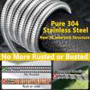 100 ft Stainless Steel Garden Hose - 2026 New Upgraded Metal Water hose - Flexible Water Hoses Pipes with Latex Core, 3/4" Solid Brass Connector - No-Expandable Watering Garden Hoses
