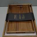 Fibogollo Set of 2 Acacia Wood Serving Tray with Handles,Decorative Trays Platter,Breakfast Tray in Bed,Food Drinks Tray for Eating,Working,Storing(Brown)