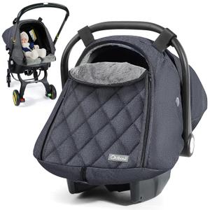 Orzbow Winter Carseat Cover for Baby, Infant Car Seat Cover Compatible with Doona Car Seats, Zipper Access, Breathable, Rain, Snow and Wind Proof, Winter Baby Essentials Carrier Canopy, Dark Grey