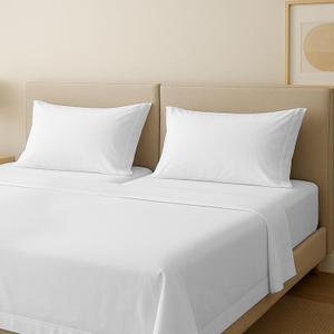 Carressa Linen 100% Egyptian Cotton Split King Sheets Sets for Adjustable Bed - 600 Thread Count 5 PC White Top Split King Sheets, 16" Deep Pocket Soft Cooling Sheets for Split King Adjustable Bed