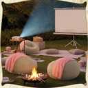 12 Pcs Bean Bag Chair Set Include 6 Inflatable Beanbag Chairs Blow up Sofa 6 Soft Fleece Sleepover Blankets with Electric Air Pump for Outdoor Movie Night Camping Reading Living Room